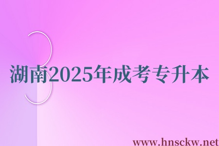 湖南2025年成考专升本